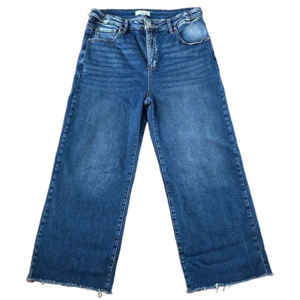 Risen Wide Leg Jeans Size 1XL Raw Hem